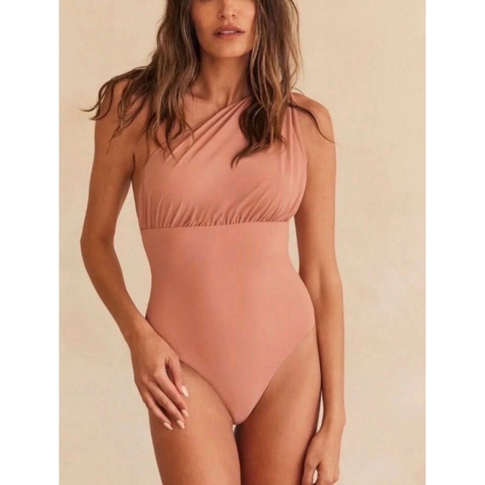 Bumpsuit Jagger One Piece Swimsuit One Shoulder Dusty Rose Shapewear - Medium